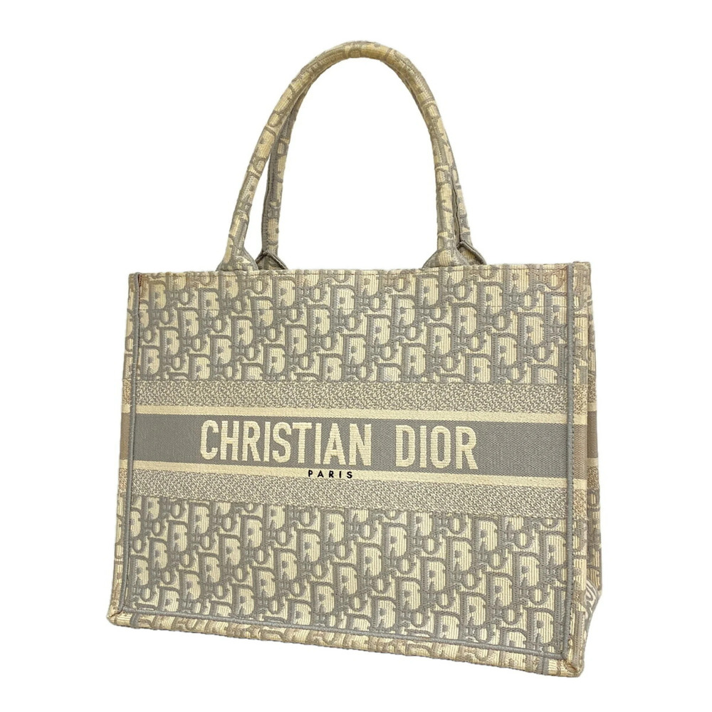 Christian Dior Book Tote Bag, Canvas, Gray, Women's